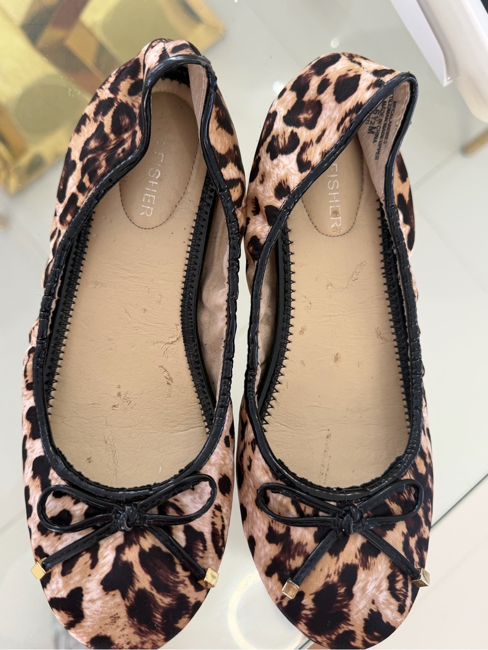 Leopard Print Ballet Flats with Black Trim